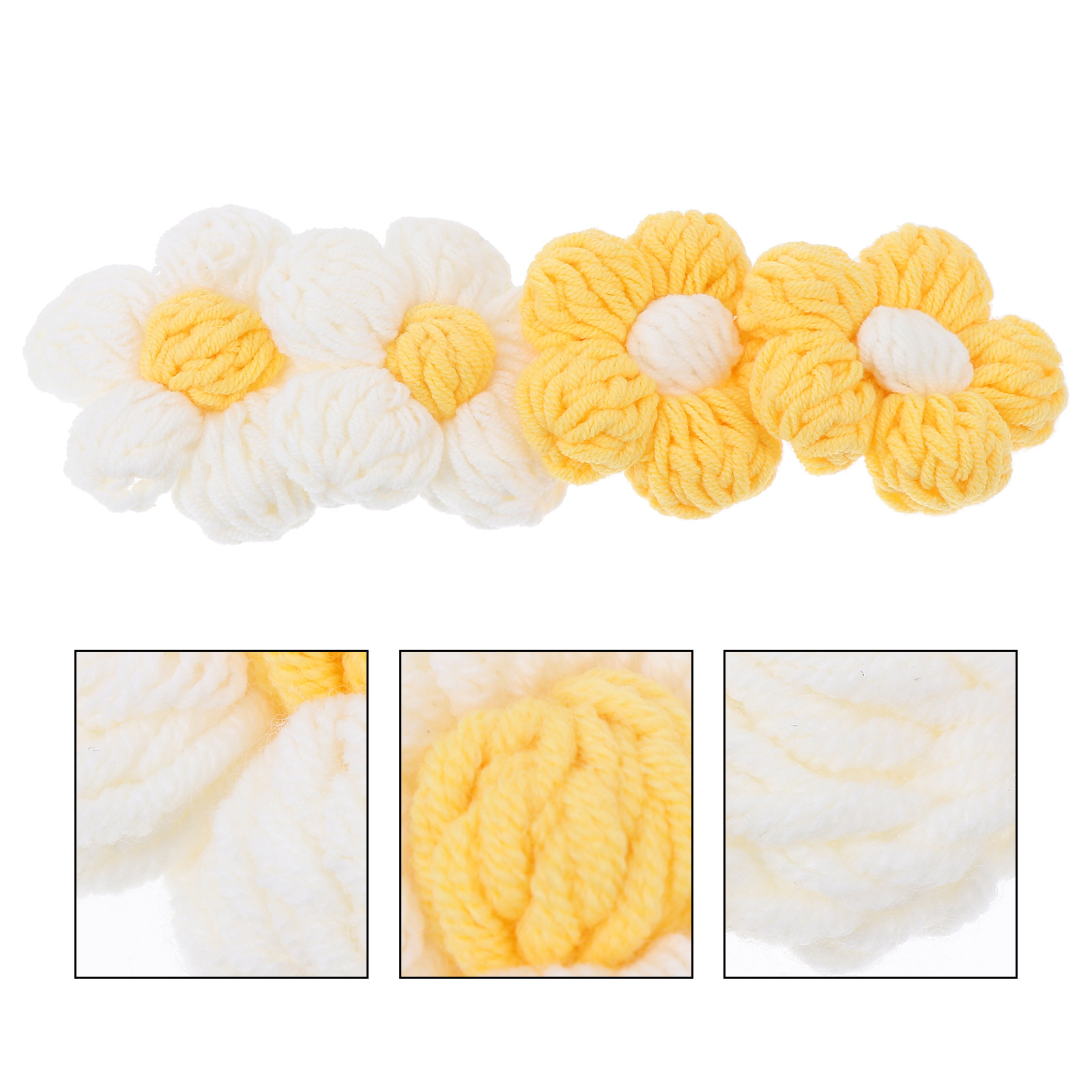 Sewing Garments - 4 Stück Gehäkelte Blumen-Accessoires, Handgemachte Blumenapplikationen,
