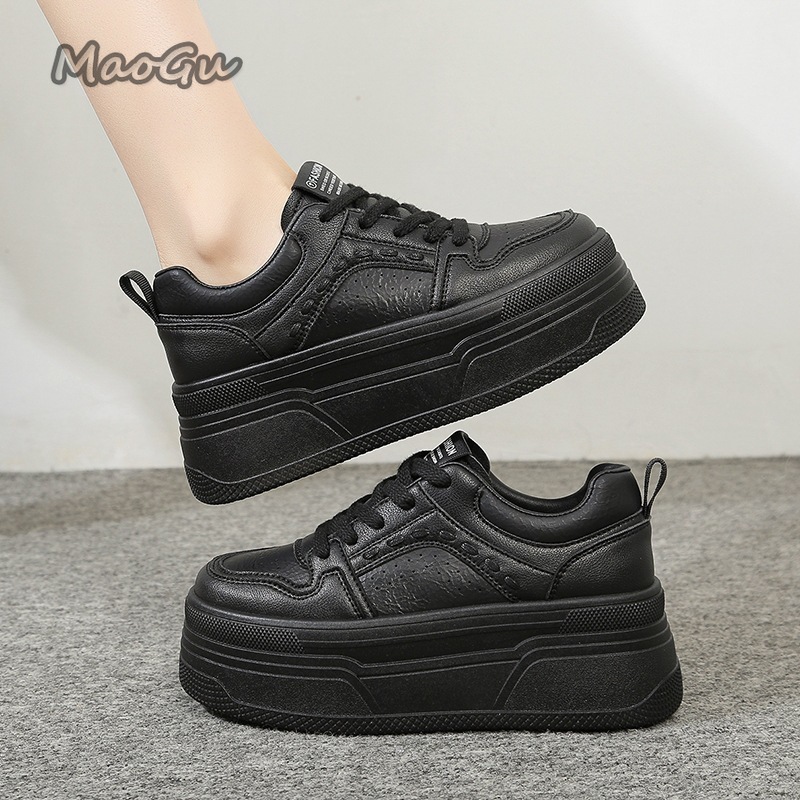 Sewing Garment - Höhenverstellbare Plateau-Sneaker für Damen, Weiße Schnürschuhe