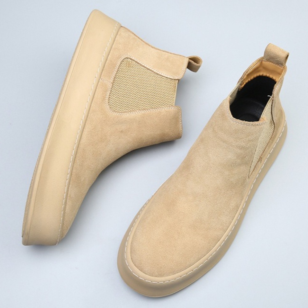 Sewing Latex - Chelsea-Stiefel aus Leder für Herren, Fleece,