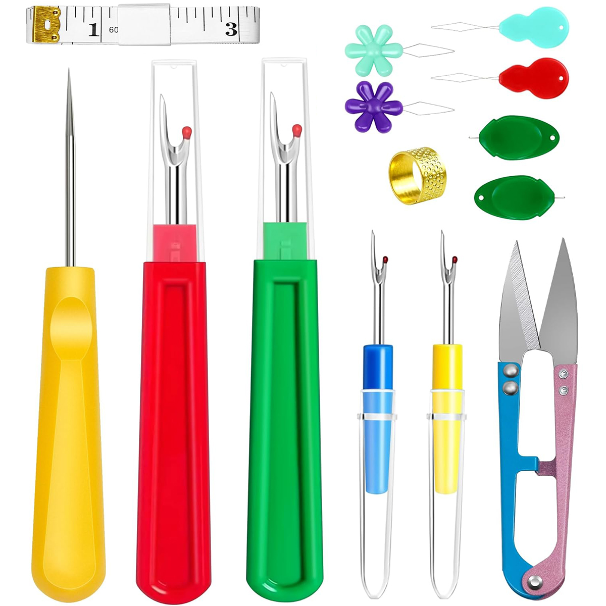Seam Ripper Tool - Professionelles Nahttrenner-Set mit Fadenscheren, Nadeleinfädler, Maßband,
