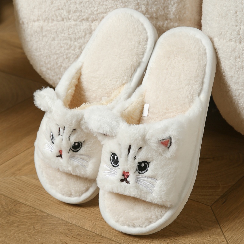 Sewing Garment - Niedliche Katzen-Plüsch-Flip-Flops für Damen und Herren,