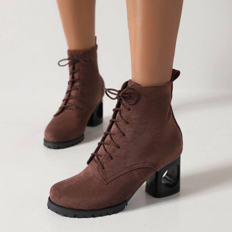 Sewing Fleece - Herbst Winter Kunstwildleder Stiefeletten Damen Retro