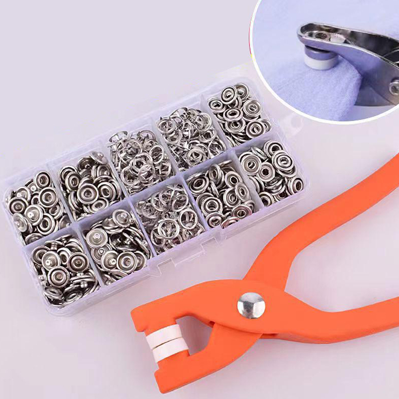Snap Button Plier - 50 Stück Metall-Druckknöpfe mit Fünf-Klauen-Verschluss, Nähwerkzeug